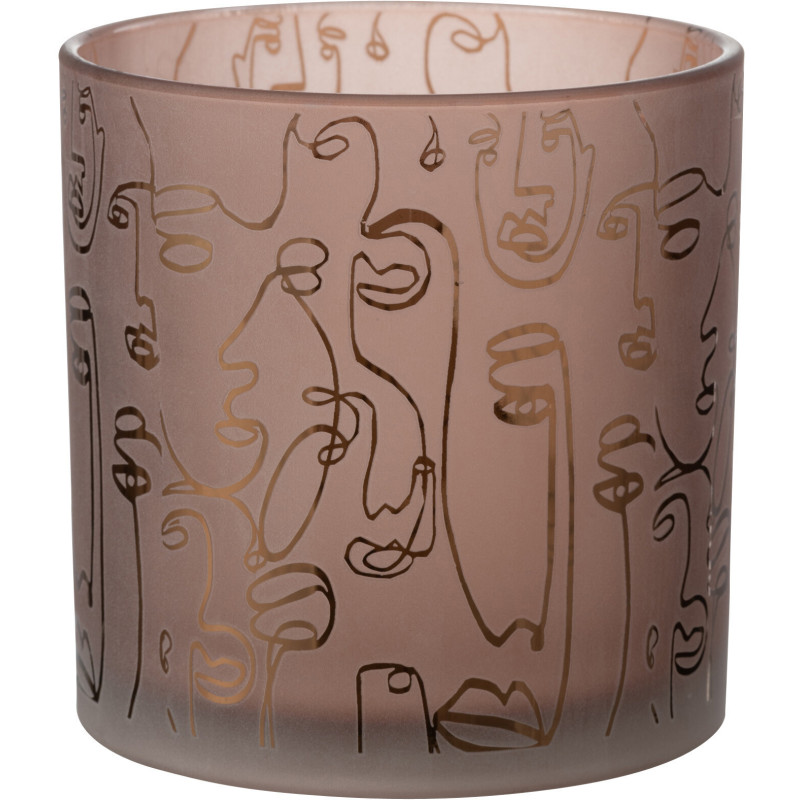 Photophore design Arty XL Diamètre 15 cm en Verre Terracotta Happy faces - 1