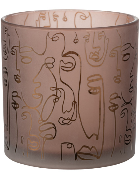 Photophore design Arty XL Diamètre 15 cm en Verre Terracotta Happy faces - 1