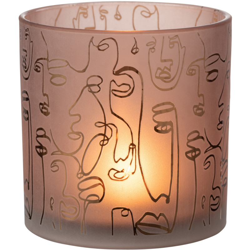 Photophore design Arty XL Diamètre 15 cm en Verre Terracotta Happy faces - 2