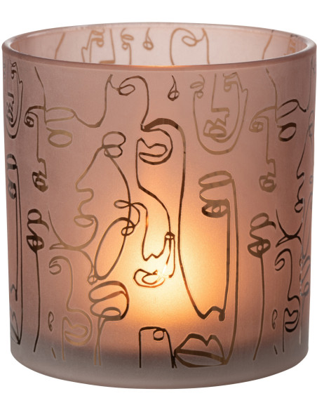 Photophore design Arty XL Diamètre 15 cm en Verre Terracotta Happy faces - 2