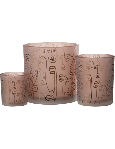 Photophore design Arty XL Diamètre 15 cm en Verre Terracotta Happy faces - 4