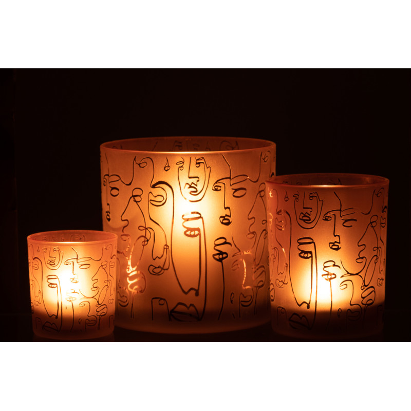 Photophore design Arty XL Diamètre 15 cm en Verre Terracotta Happy faces - 6