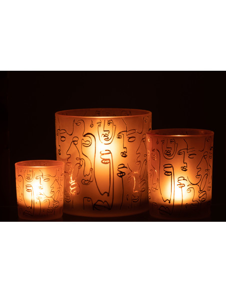 Photophore design Arty XL Diamètre 15 cm en Verre Terracotta Happy faces - 6