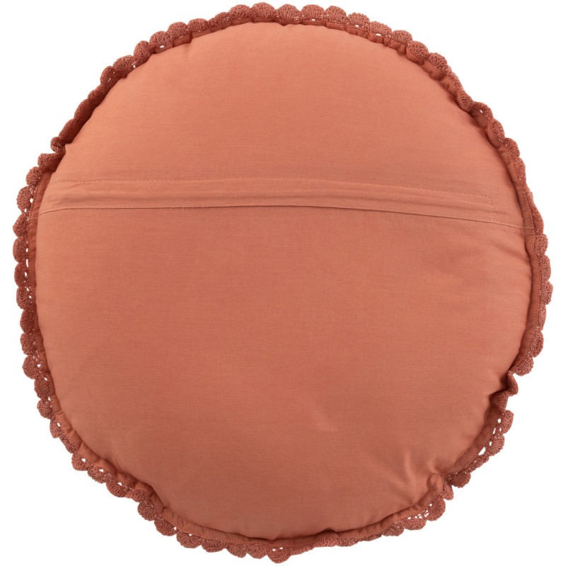 Coussin Rond Mia 40 cm en Coton Terracotta Motif dentelle - 3
