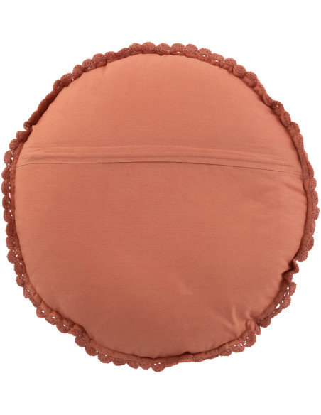 Coussin Rond Mia 40 cm en Coton Terracotta Motif dentelle - 3
