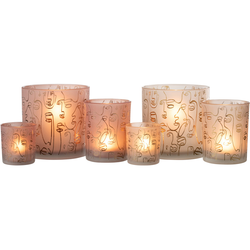 Photophore design Arty XL Diamètre 15 cm en Verre Terracotta Happy faces - 8