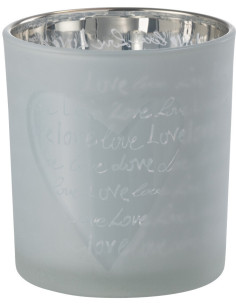 Photophore romantique Love Diamètre 7 cm en Verre Blanc Motif coeur Cupio - 1