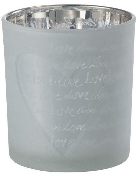 Photophore romantique Love Diamètre 7 cm en Verre Blanc Motif coeur Cupio - 1