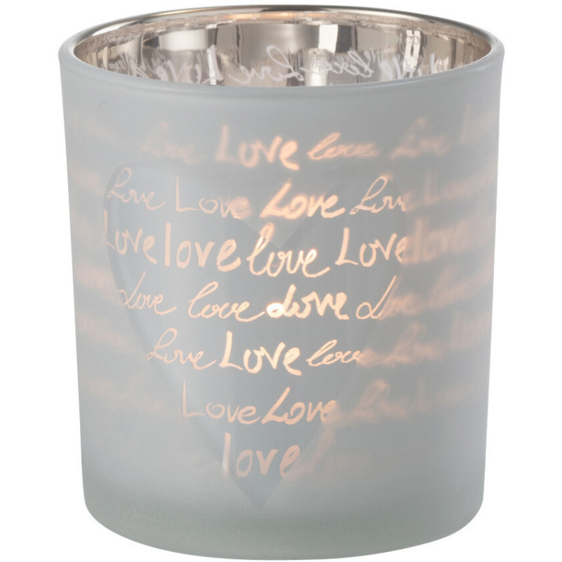 Photophore romantique Love Diamètre 7 cm en Verre Blanc Motif coeur Cupio - 2