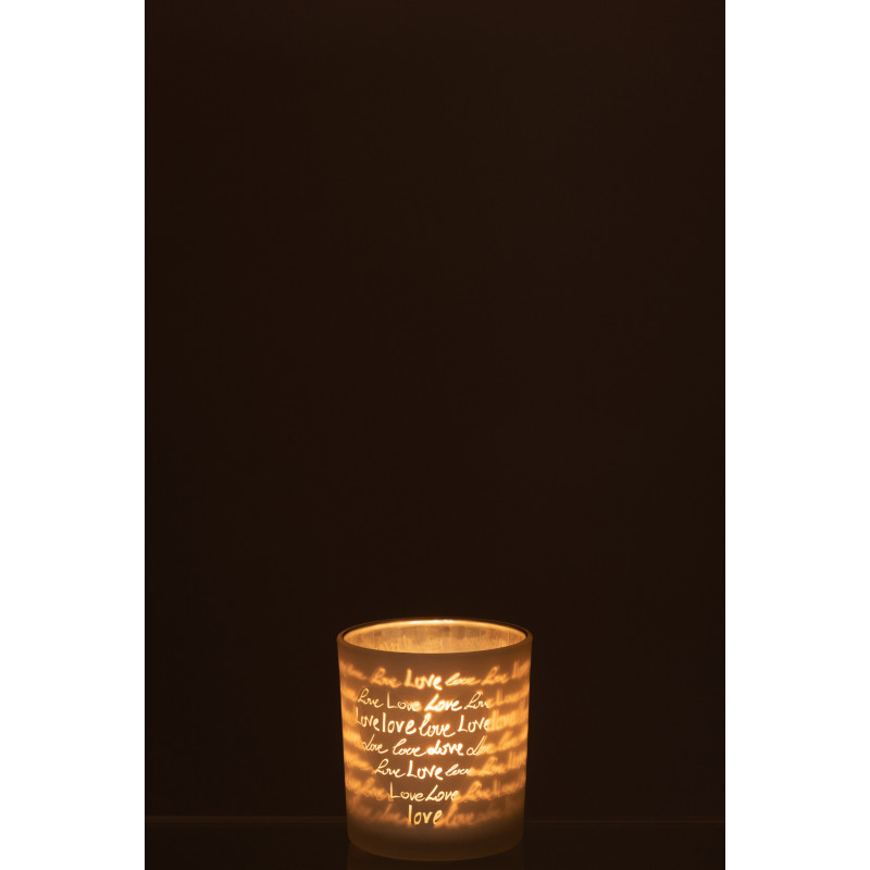 Photophore romantique Love Diamètre 7 cm en Verre Blanc Motif coeur Cupio - 3