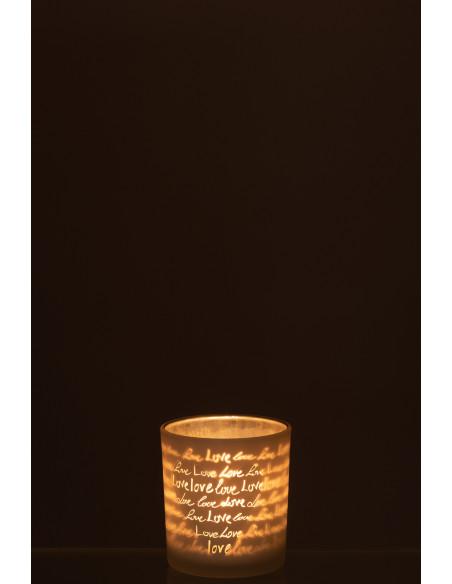 Photophore romantique Love Diamètre 7 cm en Verre Blanc Motif coeur Cupio - 3