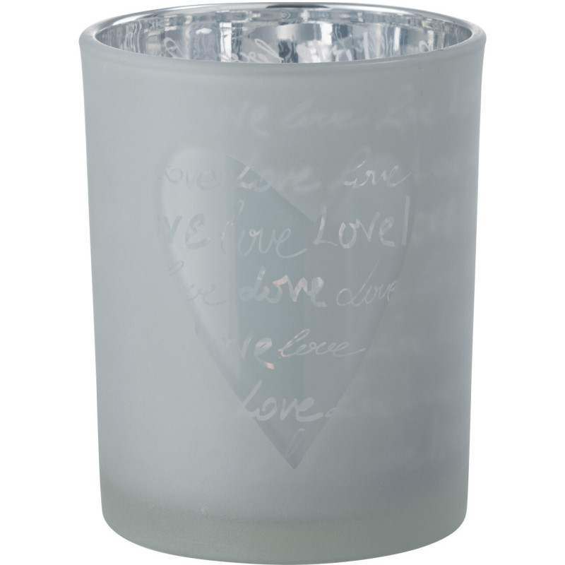 Photophore romantique Love Diamètre 10 cm en Verre Blanc Motif coeur Cupio - 1