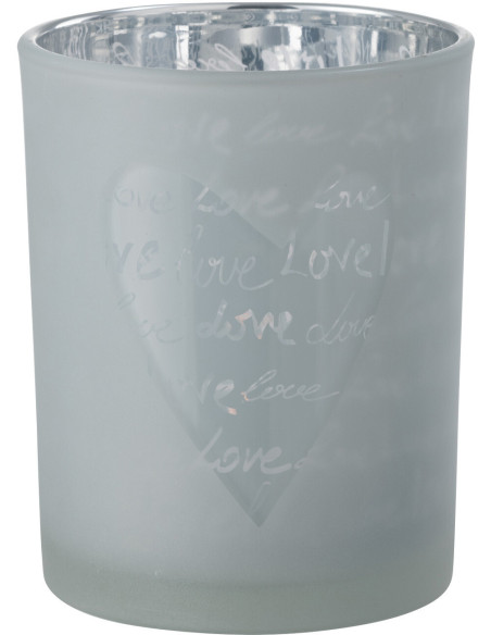 Photophore romantique Love Diamètre 10 cm en Verre Blanc Motif coeur Cupio - 1