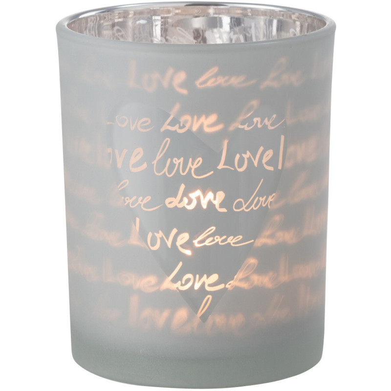 Photophore romantique Love Diamètre 10 cm en Verre Blanc Motif coeur Cupio - 2