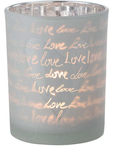 Photophore romantique Love Diamètre 10 cm en Verre Blanc Motif coeur Cupio - 2