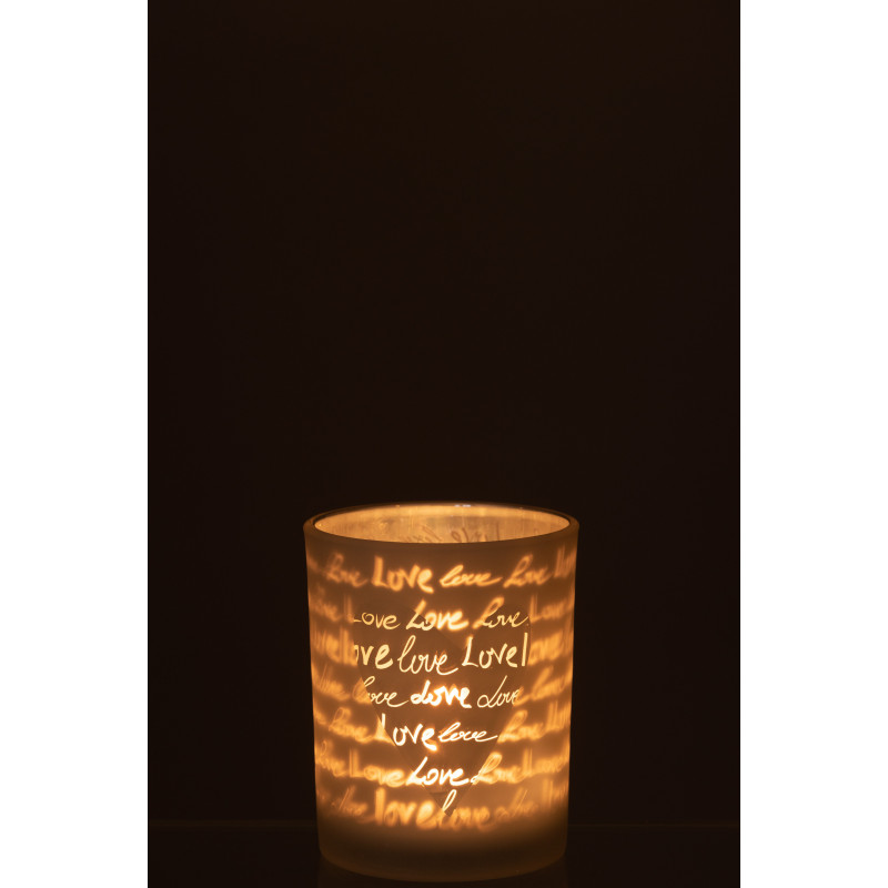 Photophore romantique Love Diamètre 10 cm en Verre Blanc Motif coeur Cupio - 3