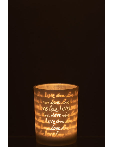 Photophore romantique Love Diamètre 10 cm en Verre Blanc Motif coeur Cupio - 3