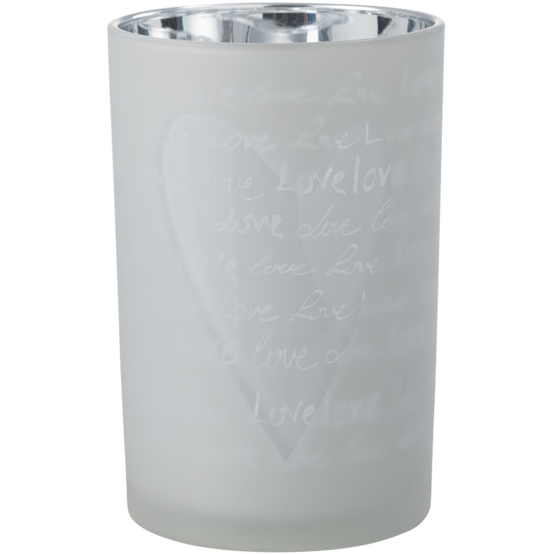 Photophore romantique Love Diamètre 12 cm en Verre Blanc Motif coeur Cupio - 1