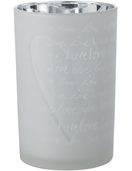 Photophore romantique Love Diamètre 12 cm en Verre Blanc Motif coeur Cupio - 1