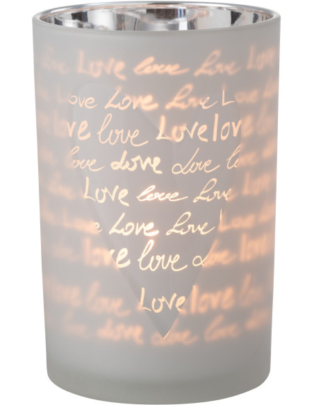 Photophore romantique Love Diamètre 12 cm en Verre Blanc Motif coeur Cupio - 2