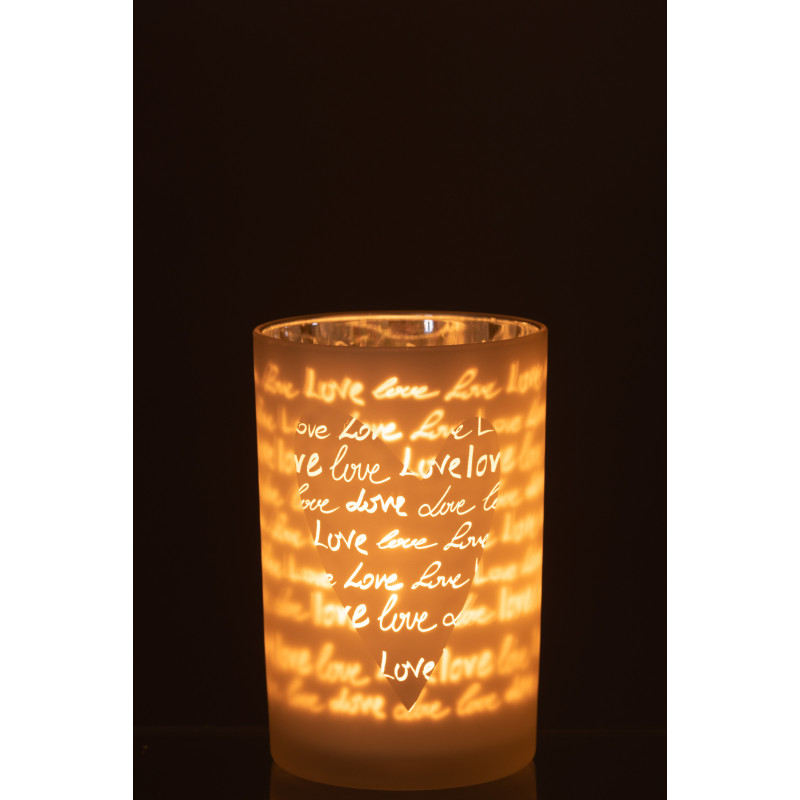 Photophore romantique Love Diamètre 12 cm en Verre Blanc Motif coeur Cupio - 3