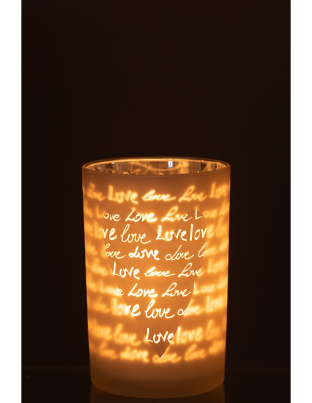 Photophore romantique Love Diamètre 12 cm en Verre Blanc Motif coeur Cupio - 3