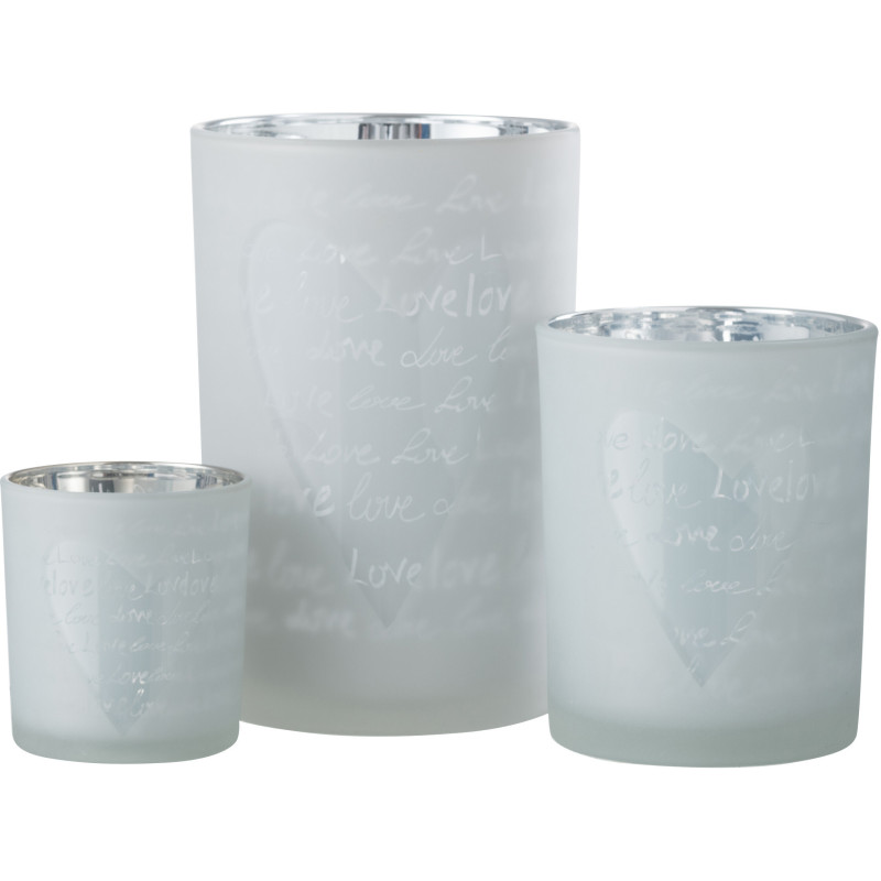 Photophore romantique Love Diamètre 12 cm en Verre Blanc Motif coeur Cupio - 4