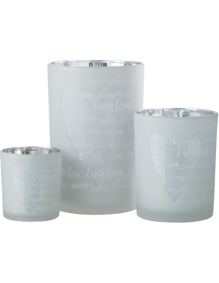 Photophore romantique Love Diamètre 12 cm en Verre Blanc Motif coeur Cupio - 4