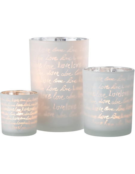 Photophore romantique Love Diamètre 12 cm en Verre Blanc Motif coeur Cupio - 5