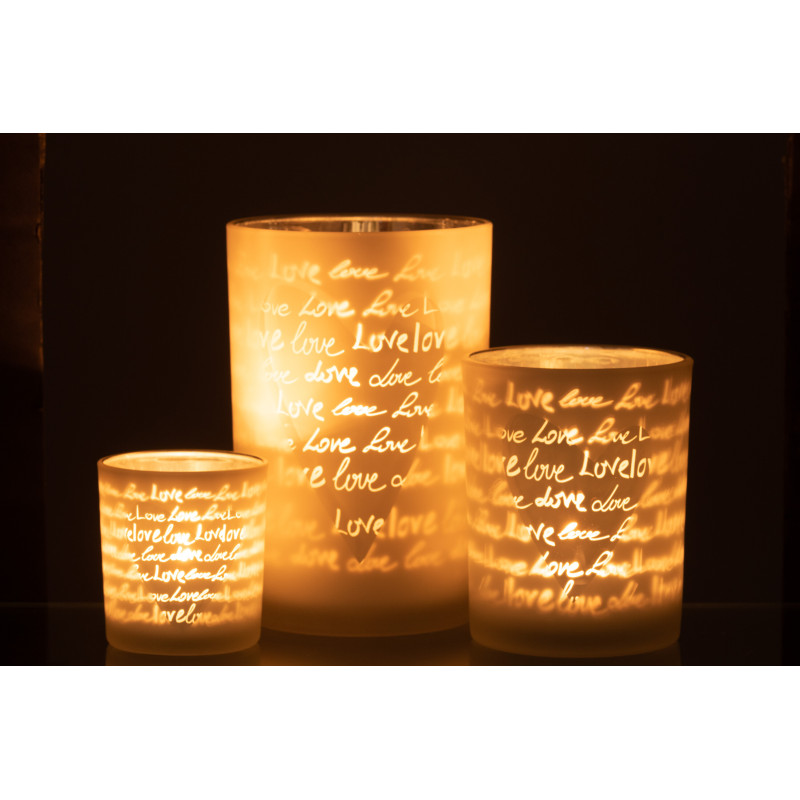 Photophore romantique Love Diamètre 12 cm en Verre Blanc Motif coeur Cupio - 6