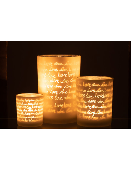 Photophore romantique Love Diamètre 12 cm en Verre Blanc Motif coeur Cupio - 6