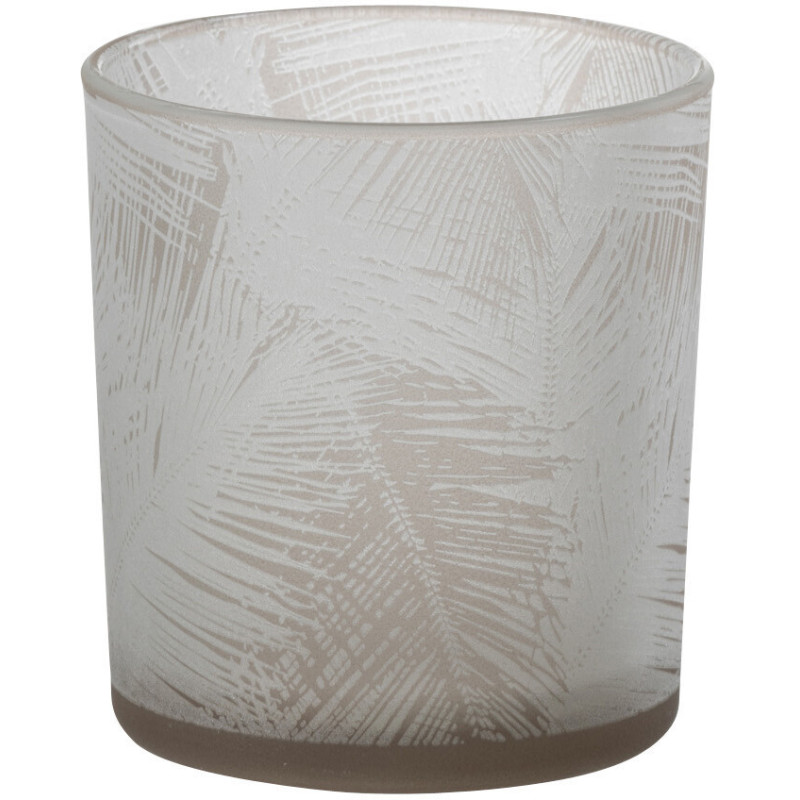 Photophore original Feuilles de palmier Diamètre 7 cm en Verre Blanc Beige Olyrio - 1