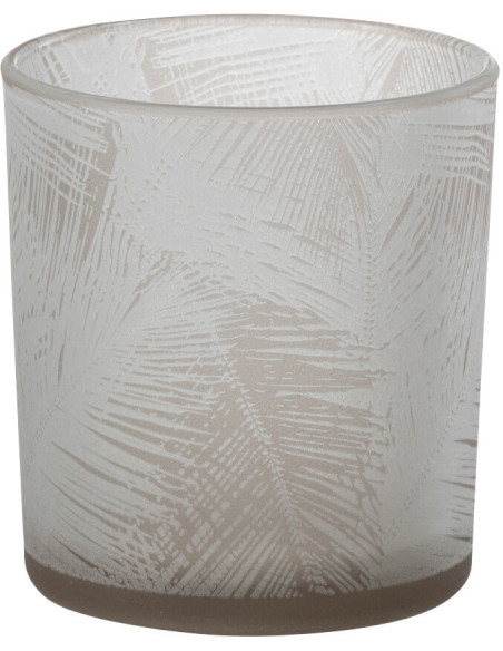 Photophore original Feuilles de palmier Diamètre 7 cm en Verre Blanc Beige Olyrio - 1