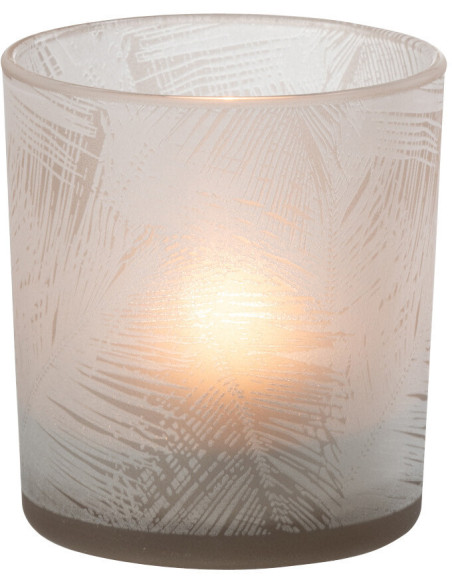 Photophore original Feuilles de palmier Diamètre 7 cm en Verre Blanc Beige Olyrio - 3