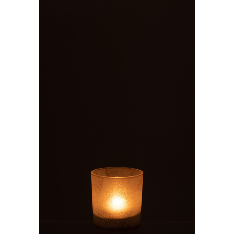 Photophore original Feuilles de palmier Diamètre 7 cm en Verre Blanc Beige Olyrio - 4