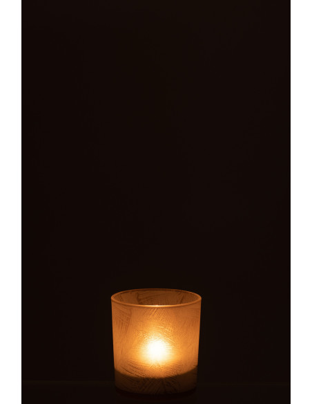 Photophore original Feuilles de palmier Diamètre 7 cm en Verre Blanc Beige Olyrio - 4