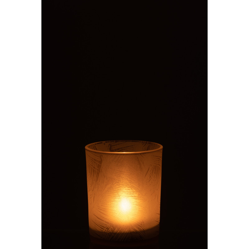 Photophore original Feuilles de palmier Diamètre 10 cm en Verre Blanc Beige Olyrio - 4