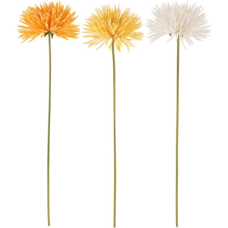 Fleur artificielle XL réaliste Chrysanthème Hauteur 60 cm en Plastique Orange Jaune Blanc (Lot de 3) - 1