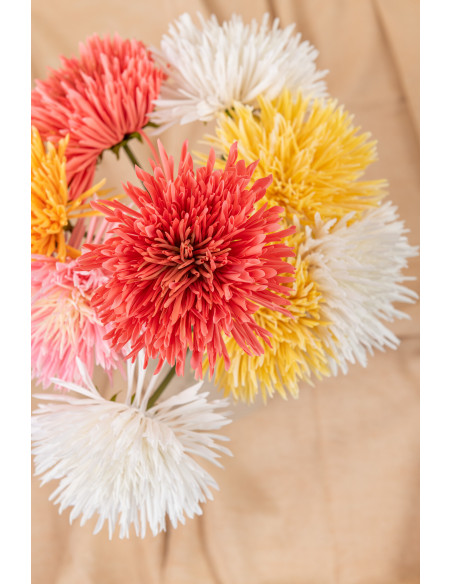 Fleur artificielle XL réaliste Chrysanthème Hauteur 60 cm en Plastique Orange Jaune Blanc (Lot de 3) - 2