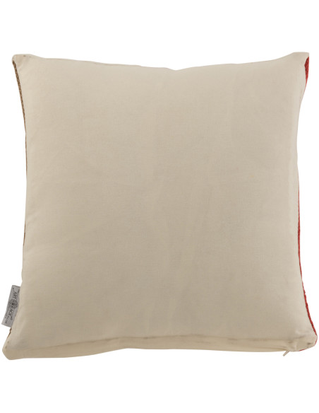 Coussin Carré Anna 50x50 en Jute Naturel Laine Ocre Rouge Motif rayures - 3