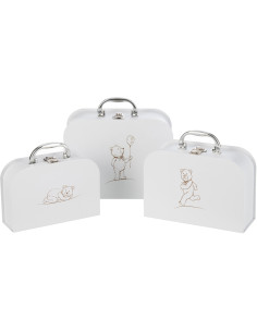 Valise de rangement chambre enfant CygneOurson en Carton Blanc Teddy (Lot de 3) - 1