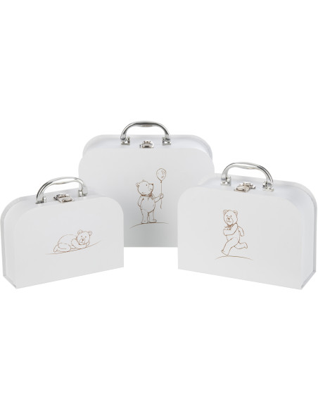 Valise de rangement chambre enfant CygneOurson en Carton Blanc Teddy (Lot de 3) - 1