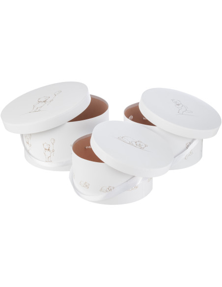 Boite de rangement chambre enfant Ourson Ronde en Carton Blanc Teddy (Lot de 3) - 3
