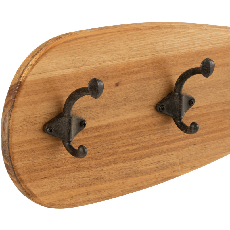 Porte manteau mural original Rame de bateau 50 cm 6 crochets en Bois Naturel Métal Marron Aquali - 2