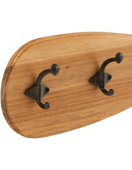 Porte manteau mural original Rame de bateau 50 cm 6 crochets en Bois Naturel Métal Marron Aquali - 2