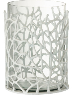 Photophore original XL Algues Diamètre 25 cm en Métal Blanc Verre Transparent Maera - 1