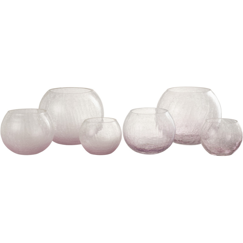 Photophore original Boule XXL Diamètre 19 cm en Verre Mauve Transparent Motif craquelé Maradi (Lot de 2) - 4