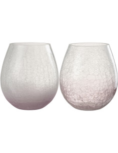 Photophore originale Oeuf XL Hauteur 20 cm en Verre Mauve Transparent Motif craquelé Maradi (Lot de 2) - 1