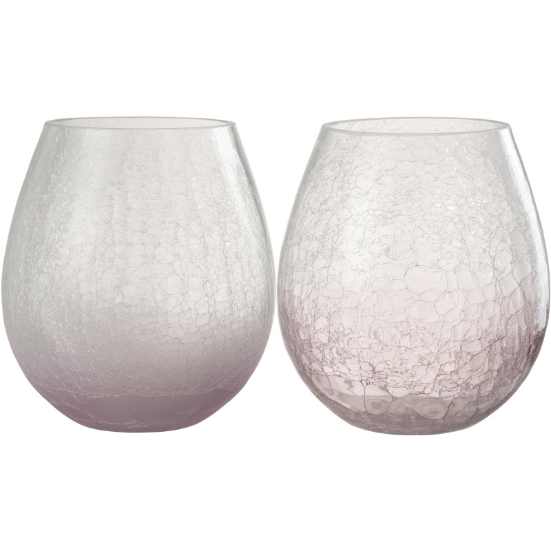 Photophore originale Oeuf XL Hauteur 20 cm en Verre Mauve Transparent Motif craquelé Maradi (Lot de 2) - 1