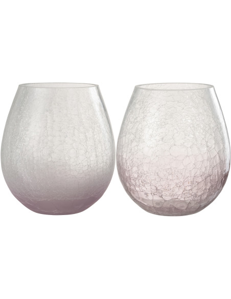 Photophore originale Oeuf XL Hauteur 20 cm en Verre Mauve Transparent Motif craquelé Maradi (Lot de 2) - 1